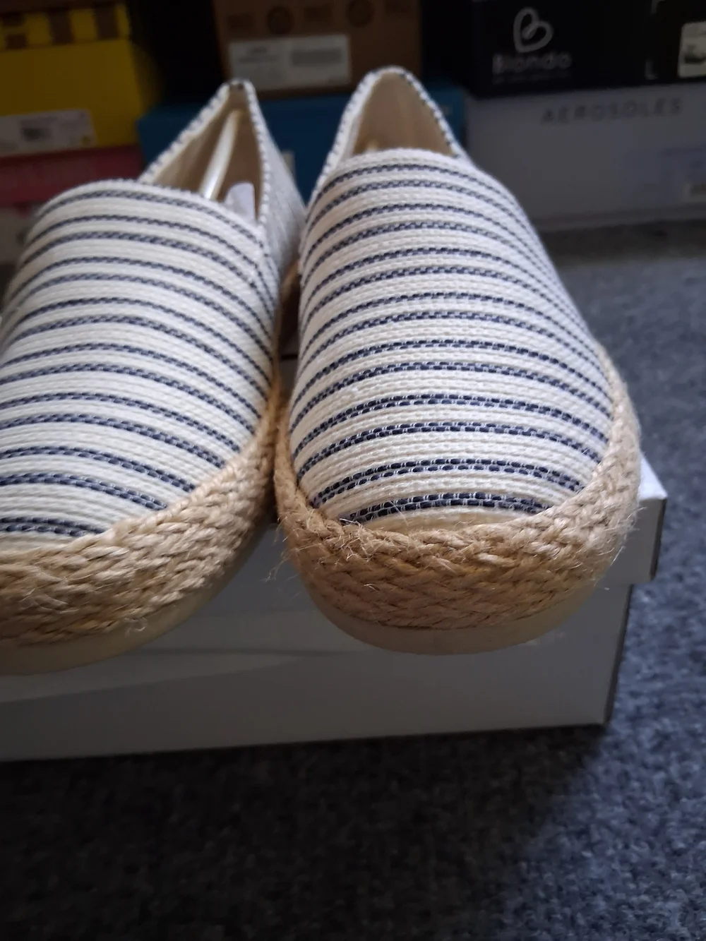Esprit Striped Canvas Espadrilles - Navy & Cream